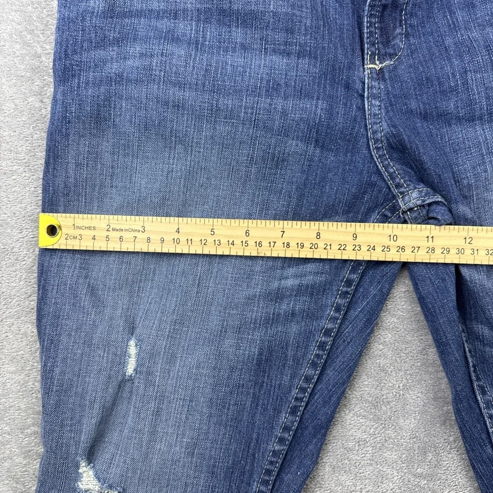 Harley Davidson Capri Jeans Womens 30 Blue Denim Cuffed Low Rise Subtle Distress